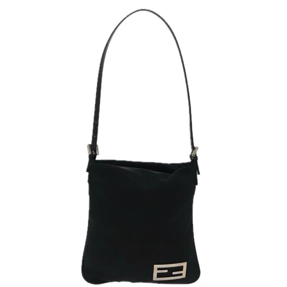 FENDI Shoulder Bag Nylon Black Silver - Picture 1 of 16